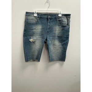 Nova Men Jeans Shorts 38 Blue Denim Cut Off Casual Distressed Soft Stretch